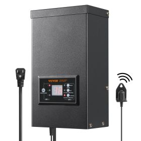 VEVOR 200W Low Voltage Landscape Transformer with Timer and Photocell Sensor, Waterproof Landscape Lighting Transformer