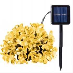 Solar Cherry Blossom Light String LED Peach Blossom Decorative Lights Christmas Festival Courtyard Transparent Flower Light Belt (Color: warm white, size: 5m/16.4ft 20 Lights Solar)