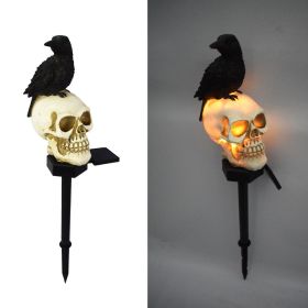 Solar Ground Plug Lights Crow Skull Floor Lamp For Halloween (STYLE: style2)